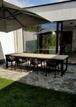 Steigerhouten tafel Norman met stalen onderstel