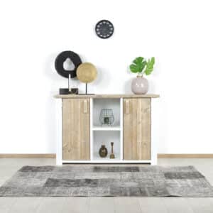 Steigerhouten kast Tilburg met landelijke frame en legplank