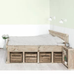 Steigerhouten bed Lima met fruitkisten