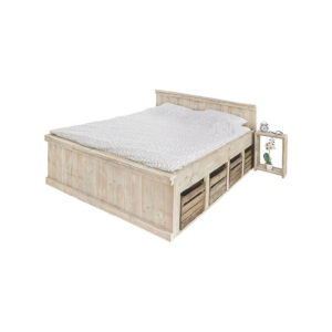 Steigerhouten bed Lima met fruitkisten