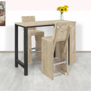 Steigerhouten barkruk Salem met steigerbuis