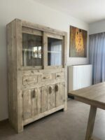 Steigerhouten kast Chromo met glazen schuifdeuren