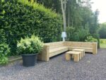 Steigerhouten loungebank Tucson met blok armleuningen