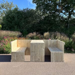 Steigerhouten tafel/bank Boomer