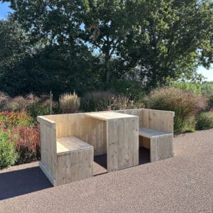 Steigerhouten tafel/bank Boomer