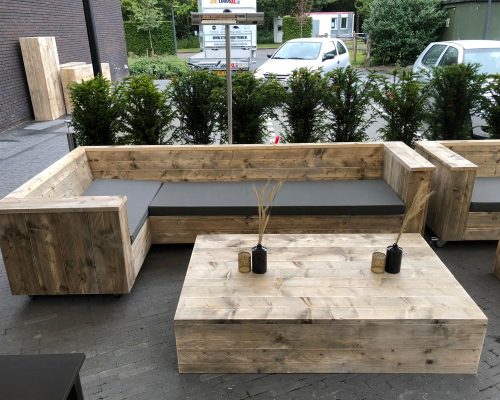 Steigerhouten loungeset Tucson voor buitenterras Steigerhouten loungeset Tucson voor buitenterras