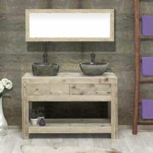 Steigerhouten badkamermeubel met 2laden Spur