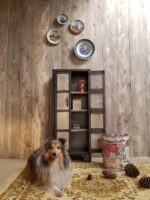 Steigerhouten kast Roebel met stalen omlijsting