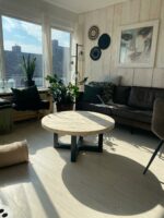 Steigerhouten salontafel Twin met metalen frame