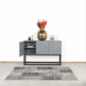 Betonlook dressoir Talmo met deurtjes en industrieel onderstel