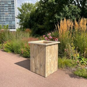 Steigerhouten bloembak Duson met sierlijke rand