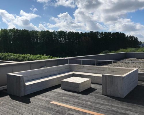 L-form loungebank steigerhout Adel voor dakterrras L-form loungebank steigerhout Adel voor dakterrras