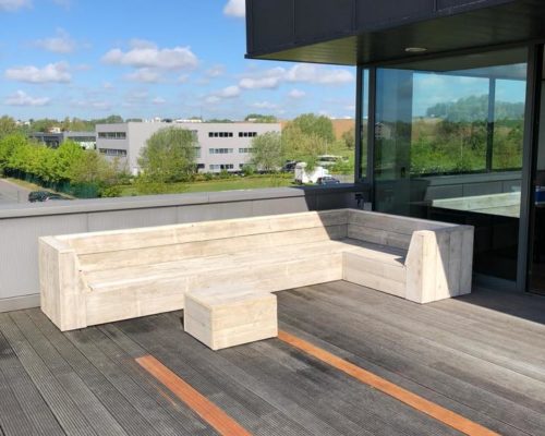 Loungebank steigerhout Adel op dakterras Loungebank steigerhout Adel op dakterras