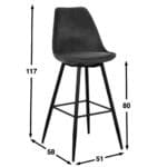 Leaf barstoel velvet - donkerblauw