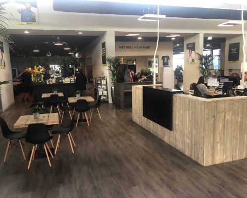 Balie kantoor uitzendbureau Balie van steigerhout voor kantoor uitzendbureau