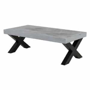 Betonlook salontafel Gilford met industriële X poten
