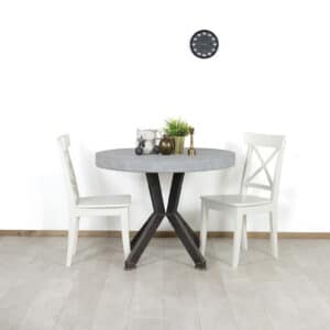 Betonlook tafel Cooper met smalle stalen poten
