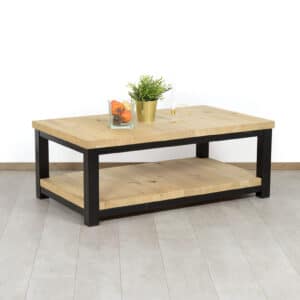 Eikenhouten salontafel Waldo met industrieel frame