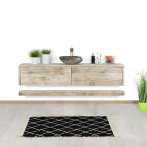 Steigerhouten badmeubel Jefferson met lades en onderplank