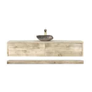 Steigerhouten badmeubel Jefferson met lades en onderplank