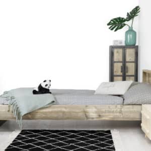 Steigerhouten eenpersoonsbed Buxton met industrieel voeteneind