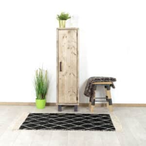 Steigerhouten kast Sheldon met deur en industrieel onderstel