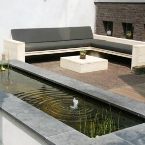 Steigerhouten loungebank Brandon met open onderkant