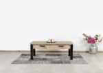 Steigerhouten salontafel Topley met industriele N poten en lades