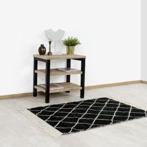 Steigerhouten sidetable George met industrieel frame en legplanken