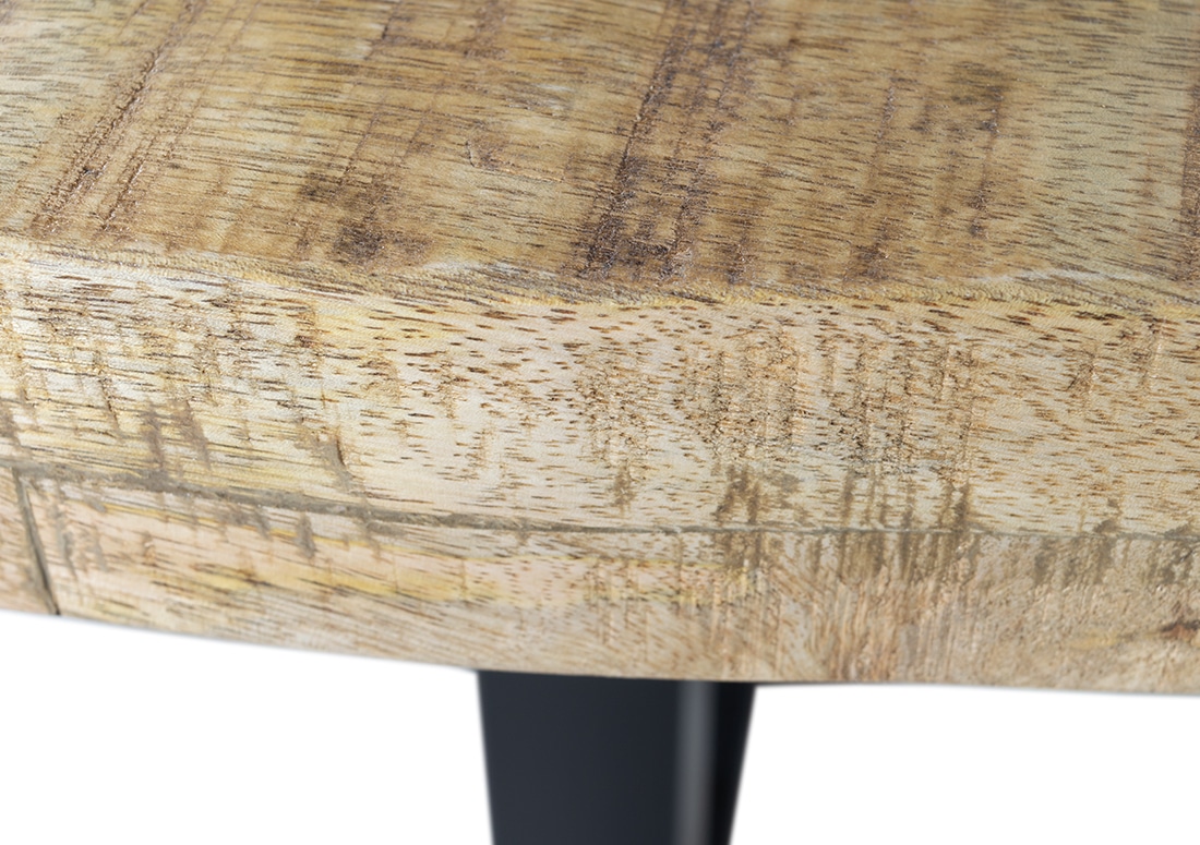 Ronde mangohout eettafel Notus met industrieel frame
