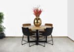 Ronde mangohout eettafel Notus met industrieel frame