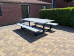Steigerhouten picknicktafel Dogue met stalen poten
