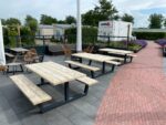 Steigerhouten picknicktafel Dogue met stalen poten