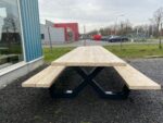 Steigerhouten picknicktafel Mingo met X poten