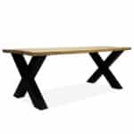 Eikenhouten boomstamtafel Dalbo met X poten