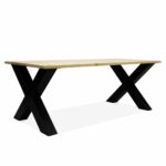 Eikenhouten tafel Tokio met stalen kruispoten