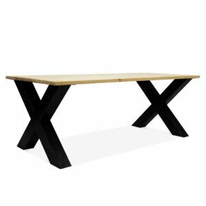 Eikenhouten tafel Tokio met stalen kruispoten