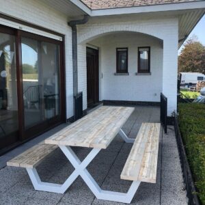 Steigerhouten picknicktafel Mingo met stalen