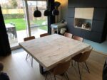 Steigerhouten tafel Delvon met stalen spinpoot