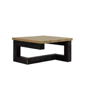 Eikenhouten salontafel Glace met stalen onderstel