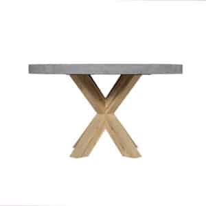 Betonlook tafel Lefor met eikenhouten matrix poot