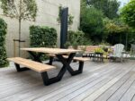 Douglashout picknicktafel Clune met stalen X poten