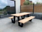 Douglas houten picknicktafel Sulon met stalen W frame