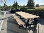 Douglashouten tuintafel Gary met stalen A poten