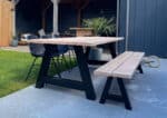 Douglashouten tuintafel Gary met stalen A poten