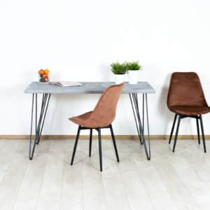 Betonlook bureau Homer met hairpin/draad poten