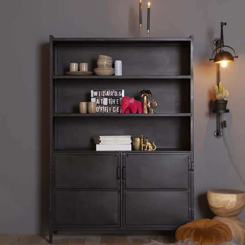 Industriële kast Toronto met legplanken en deuren