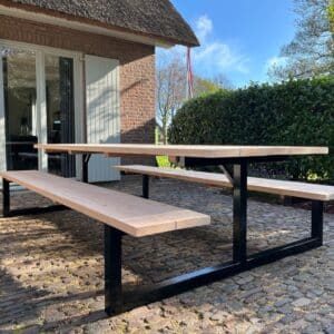 Douglashout picknicktafel Timo met stalen E frame
