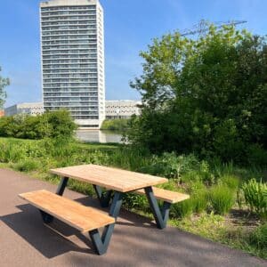 Douglashout Picknicktafel Wolf met industrieel W frame