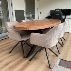 Mangohouten tafel ovaal Miller met matrixpoot